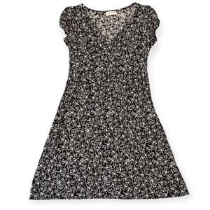 Think&Believe Black White Floral Spring Summer Boho Mini Dress Size Small